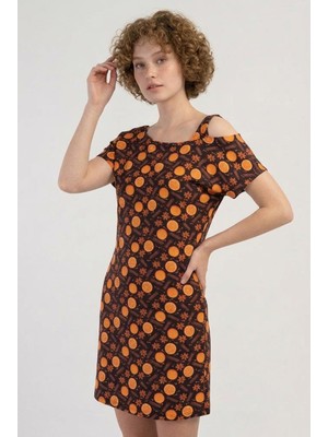 Cotonhause Tek Omuz Detaylı Pamuklu Kadın Gecelik – Desenli Rahat Ev Geceliği C8T5N3O804