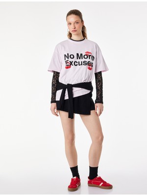 Koton Rahat Kalıp Kısa Kollu Bisiklet Yaka Pamuklu Baskılı Tişört