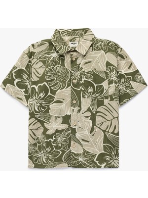 Koton Pamuklu Cepli Klasik Yaka Desenli Kısa Kollu Gömlek