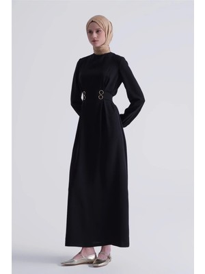 Armine Bel Detaylı Elbise Siyah