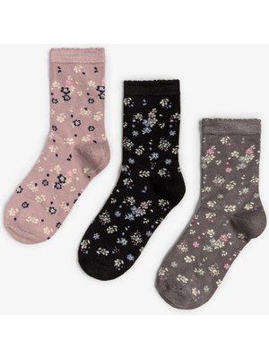 Bolero Kadın Premium Dikişsiz 3'lü Bambu Çorap Full Çiçek