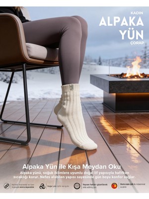 Bolero Kadın Alpaka Yün Çorap Ekru