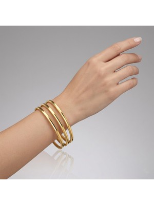 Gekas Kuyumculuk 925 Ayar 3 Adet Gümüş Altın Kaplama 7 Gram Ajda Bilezik