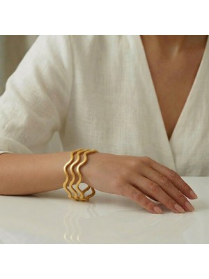 Gekas Kuyumculuk 925 Ayar 3 Adet Gümüş Altın Kaplama7 Gram Zigzag Bilezik