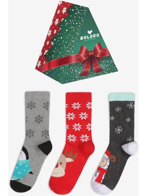 Bolero Kadın Hediyelik 3'lü Yılbaşı Çorap Kutulu