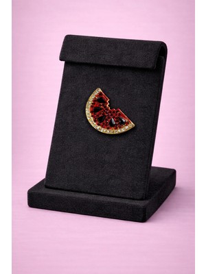 Mdm Style Kırmızı Taşlı Karpuz Dilimi Broş