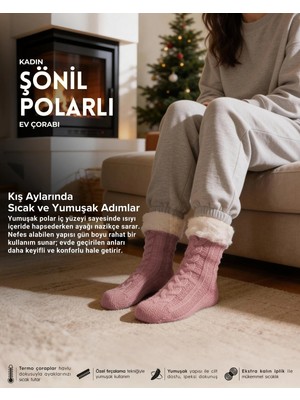 Bolero Kadın Şönil Içi Polarlı Ev Çorabı Pembe