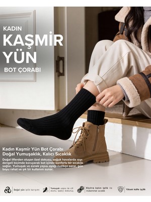 Bolero Kadın Kaşmir Yün Bot Çorabı Siyah