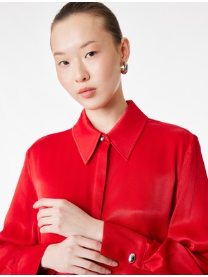 Koton Regular Fit Uzun Kollu Saten Gömlek