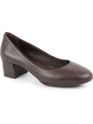 Libero L061.535 Hakiki Yumuşak Napa Deri Esnek Yuvarlak Burun Kalın Topuklu Kadın Klasik Ayakkabı