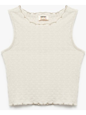 Koton Dokulu Kolsuz Bisiklet Yaka Crop Atlet