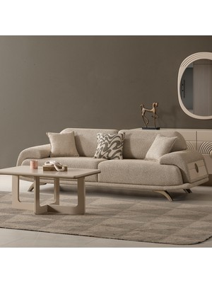 Eymense Alyans Sırt Mekanizmalı Üçlü Koltuk Kanepe Bej