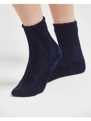 Bolero Kadın Kışlık Şönil Çorap Lacivert