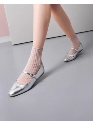 Bolero Kadın Roll Top Lastiksiz Simli Çorap Somon