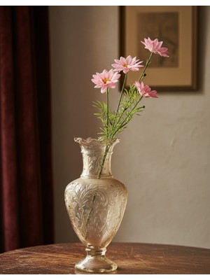 Bakburaya Yapay Çiçekçilik Yapay 75 cm 4 Kafalı Pembe Gelincik Papatya Çiçeği Ev Vazo Dekor Süsü