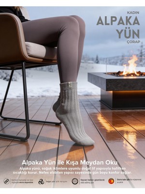 Bolero Kadın Alpaka Yün Çorap Gri