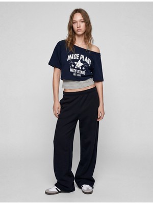 Koton Şardonlu Beli Lastikli Rahat Kalıp Geniş Paça Eşofman Altı