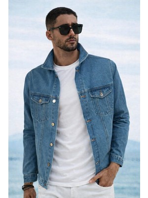 Coupon Erkek Kot Ceket / Açık Mavi