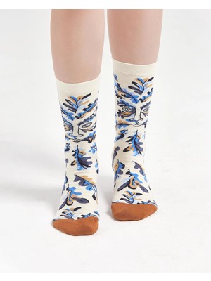 Bolero Kadın Yüz ve Yaprak Desenli Çorap
