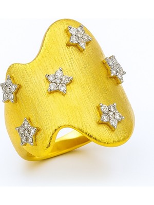 Silveranka Altın Kaplama Noira Yıldız Işıltısı Yüzük (Ayarlanabilir Model)