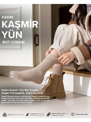 Bolero Kadın Kaşmir Yün Bot Çorabı Kahve