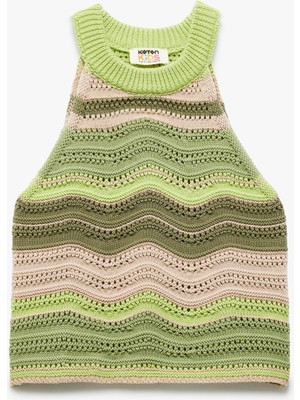 Koton Halter Yaka Kolsuz Kız Çocuk Triko Atlet Polyester Karışımlı Günlük Stil