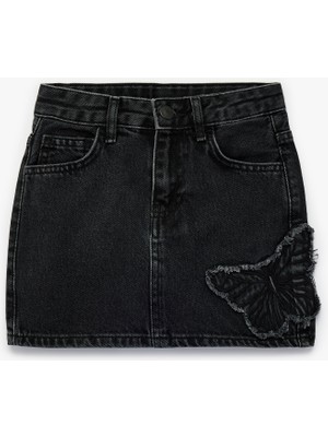 Koton Pamuklu Kelebek Detaylı Denim Etek
