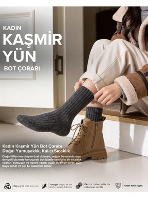 Bolero Kadın Kaşmir Yün Bot Çorabı Antrasit
