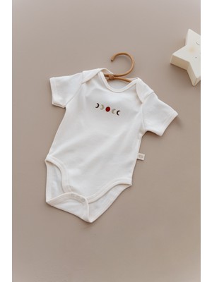 Oh la la Koala For Little Ones Ay Nakışlı Kısa Kollu Çıtçıtlı Bebek Body