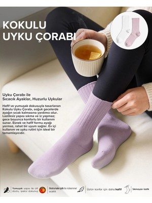 Bolero Kadın Lavanta Kokulu 2'li Uyku Çorabı Lila Krem