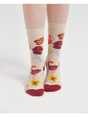Bolero Kadın Dikişsiz Çiçek Desenli Çorap