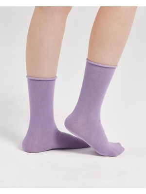Bolero Kadın Roll Top Lastiksiz Bambu Çorap Lila
