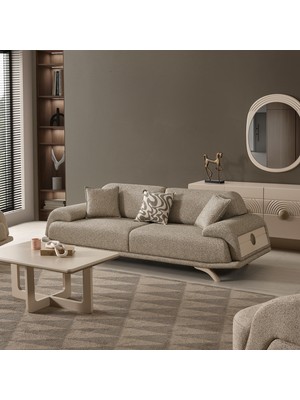 Eymense Alyans Sırt Mekanizmalı Üçlü Koltuk Kanepe Kum Beji