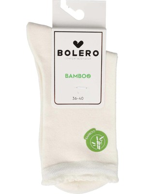 Bolero Kadın Premium Dikişsiz  Bambu Çorap Düz Ekru