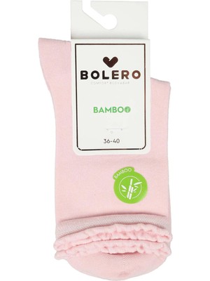 Bolero Kadın Premium Dikişsiz  Bambu Çorap Düz Pembe
