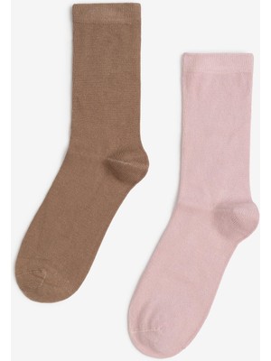 Bolero Kadın Dikişsiz 2'li Bambu Çorap Pembe Kahve