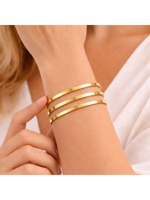 Gekas Kuyumculuk 925 Ayar 3 Adet Gümüş Altın Kaplama 7 Gram Kibrit Çöpü Bilezik