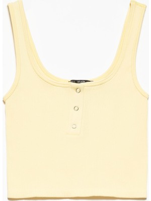 Dilvin Önü Çıtçıtlı Atlet Açık Sarı Kadın Poliamid Kumaş İle Yazlık Rahat Kullanım