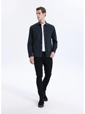 Lee Cooper Jack Erkek Slım Dar Kesim Yüksek Bel Dar Paça Jean Pantolon Siyah