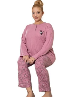 Bipamuk Eliray Büyük Beden Kadın Yazlık Uzun Kol Pijama Takımı 3xl–5xl