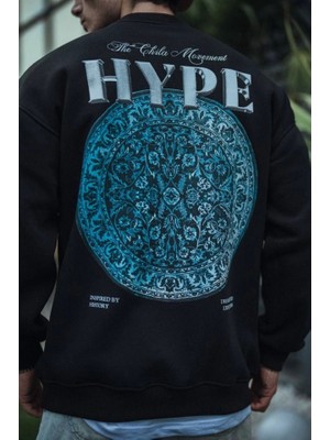 Infivento Üç Iplik Bisiklet Yaka Baskılı Sweatshirt - Siyah