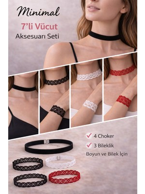 Liora De Mar 7’li Vücut Aksesuarı Seti (4 Choker & 3 Bileklik)