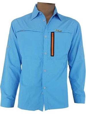Freecamp Florida Gömlek Mavi Renkli Uzun Kollu Nefes Alabilir Polyester Kumaş 2XL Beden