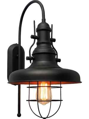 Avonni AP-4106-M2-BSY Siyah Boya Aplik E27 Metal H: 55 Cm, Wxd: 32X22 cm