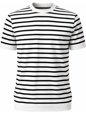 Plus Scorpion Erkek Çizgili Bisiklet Yaka Triko Tişört Slim Fit Yazlık Şık Model