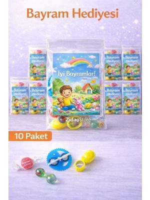 Emrah Gültekin Bayram Çocuk Hediyesi – (10 Paket) Şeker ve Oyuncaklı Mini Bayram Paketi Bayram-Okul Hediyelik Dağıtmalık Oyuncak Seti
