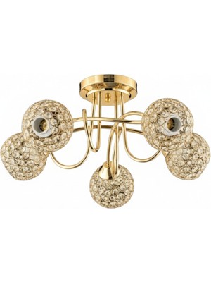 Avonni AV-7013-109-5S Gold Kaplama Modern Avize E27 Metal Cam 50 cm