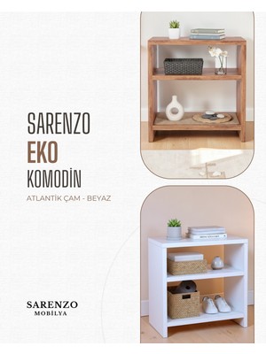 Sarenzo Basic Komodin (Beyaz Renk)