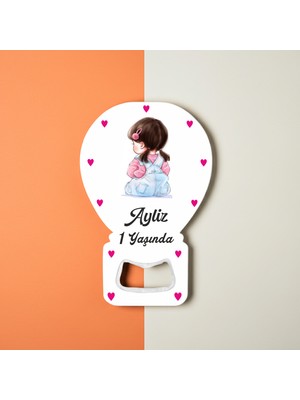reklamalani.com 20 Adet Magnet Açacak 1yaşında  Kız Bebek , Doğum Günü,  Hediyelik Magnetleri Mıknatıslı