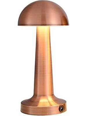 Masa Üstü Lamba - Ledli Masa Lambası - Şarjlı Mantar Gece Lambası LED Abajur - Rose Gold